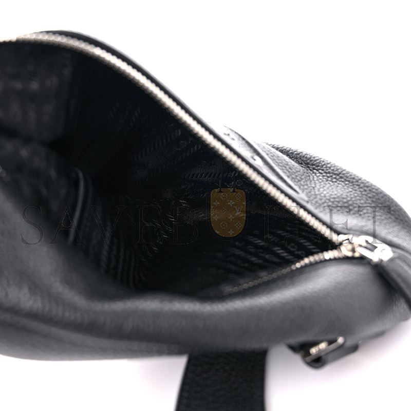 Pra*a vitello daino logo embossed cross sling backpack black 2vz092 (43*27*10cm)